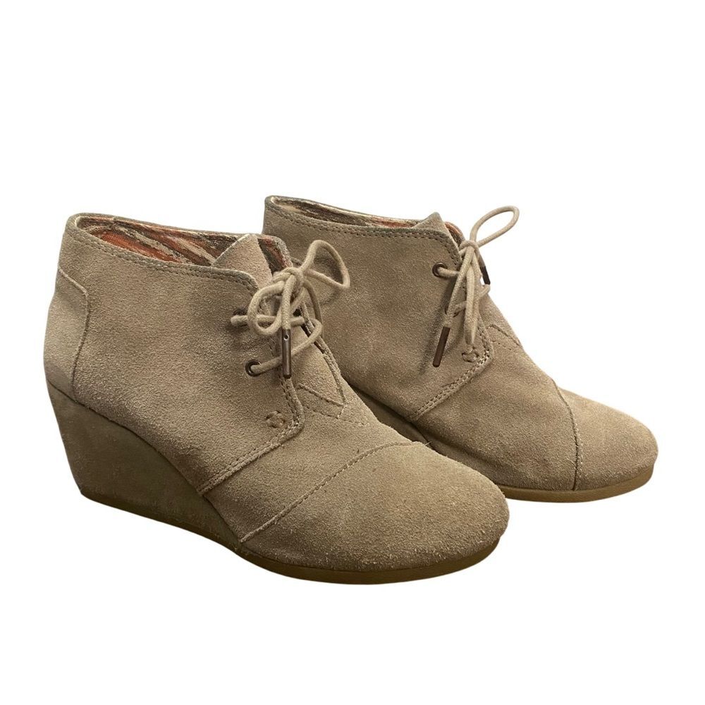 Toms Beige Suede Wedge Boots Shoes